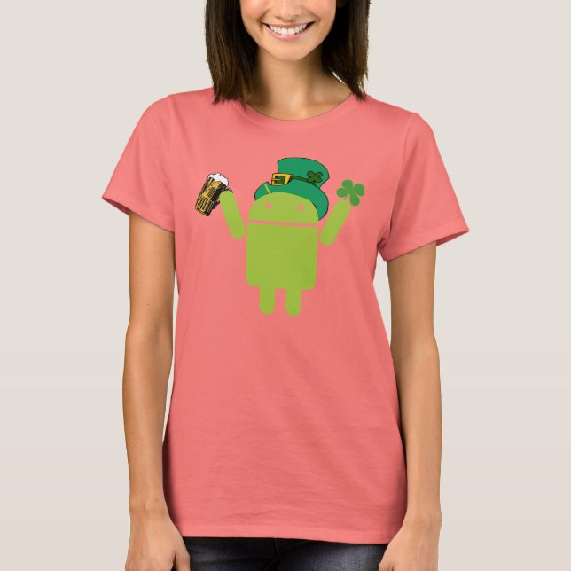 Camiseta Camisas de las damas Android Leprechaun Ringer (Anverso)