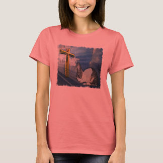 Camiseta Camisas de las damas de conejo holandesas rezando