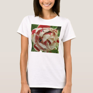 Camiseta Camisas de las damas de tulipano rosa y blanco