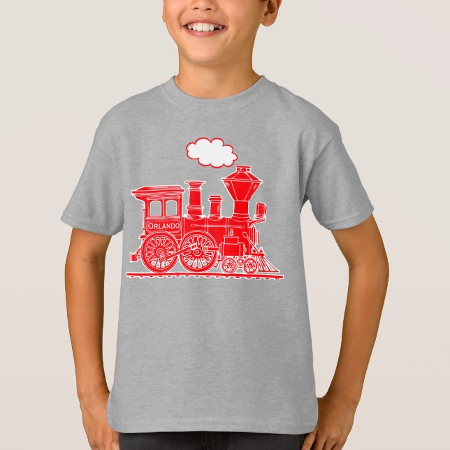 Camiseta Camisas de loco rojo tren nombre costumbre niños c (Anverso)