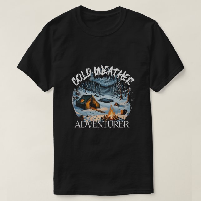 Camiseta Camisas de los entusiastas del camping con frío. (Diseño del anverso)