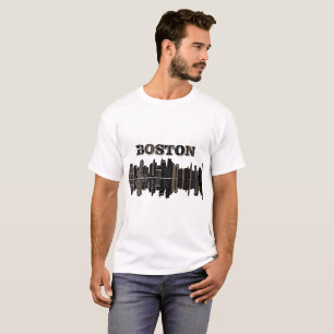 Camiseta Camisas de los hombres del paisaje urbano de Bosto