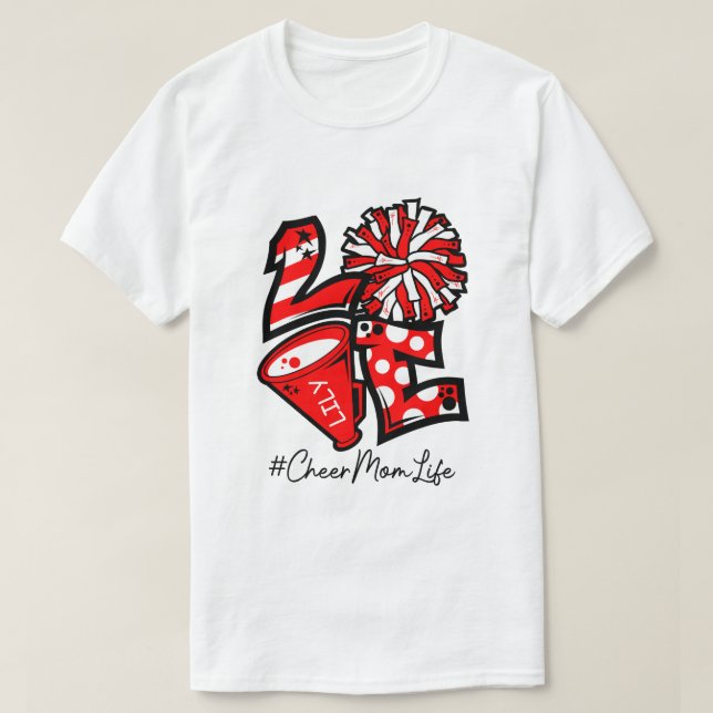 Camiseta Camisas de mamá animadora personalizadas de CD, Ch (Diseño del anverso)