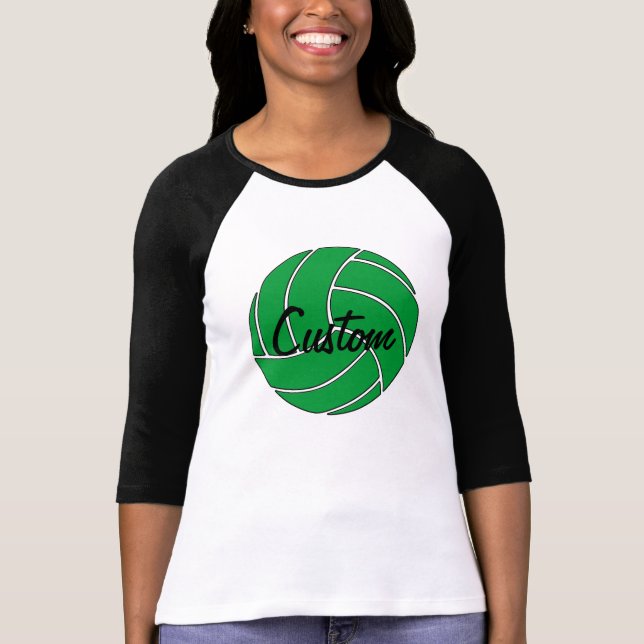 Camiseta Camisas de manga de voleibol verde personalizado 3 (Anverso)