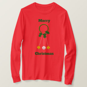 Camiseta Camisas de manga larga con jingle Wreath verde