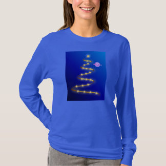 Camiseta Camisas de mangas largas azules del árbol de Navid