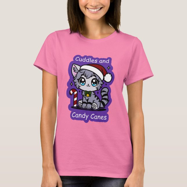 Camiseta Camisas de Navidades de Candy Kitty y Candy Canes (Anverso)