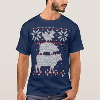 Camiseta Camisas De Navidades Feo De Pollos Y Vacas, Grano