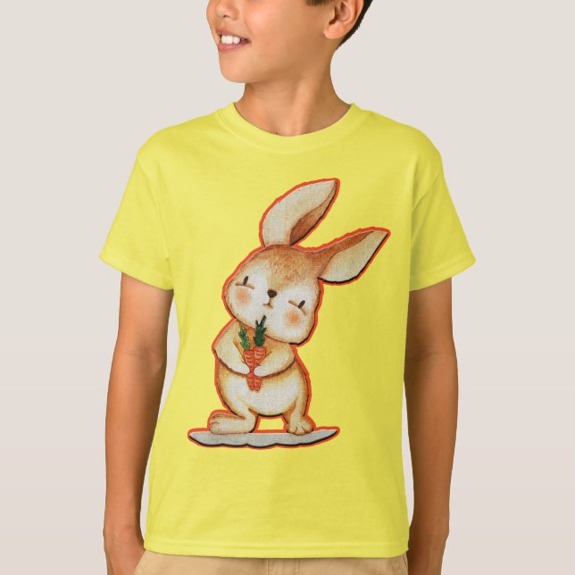 Camiseta Camisas de niños amarillos de conejo de Pascua - n (Anverso)