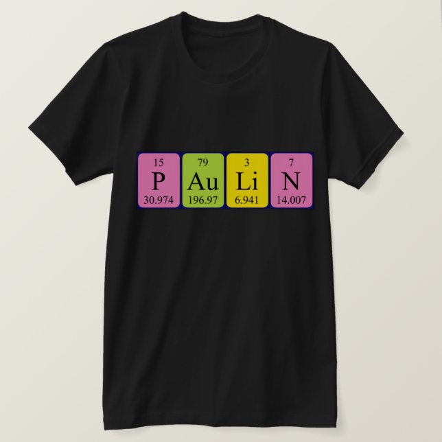 Camiseta Camisas de nombre de tabla periódica Paulin (Anverso del diseño)