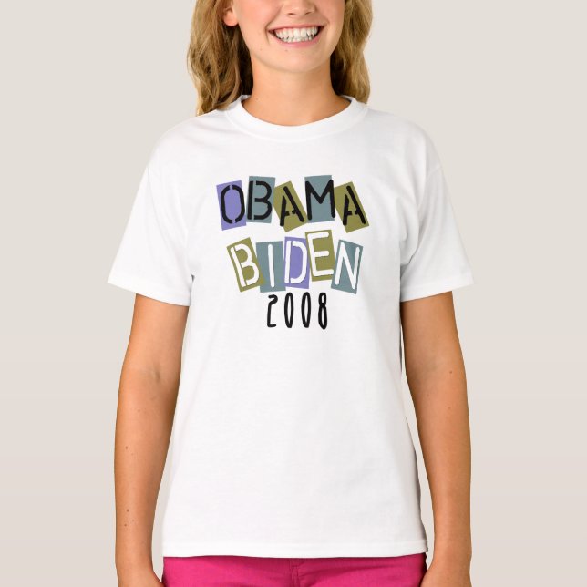 Camiseta Camisas de Obama Biden Block Letter para niños (Anverso)