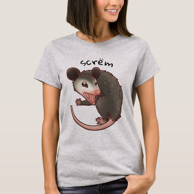 Camiseta Camisas de Opossum o Scrëm Possum gritando (Anverso)