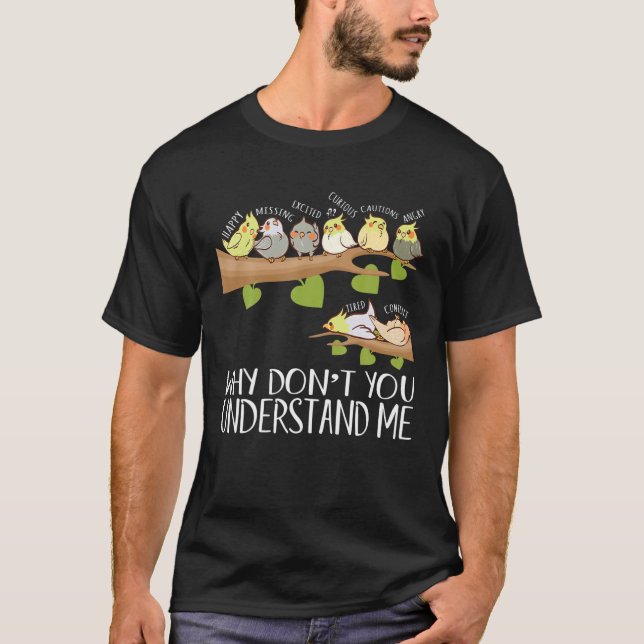 Camiseta Camisas de pájaro de Cockatiel Parrot Emotions (Anverso)