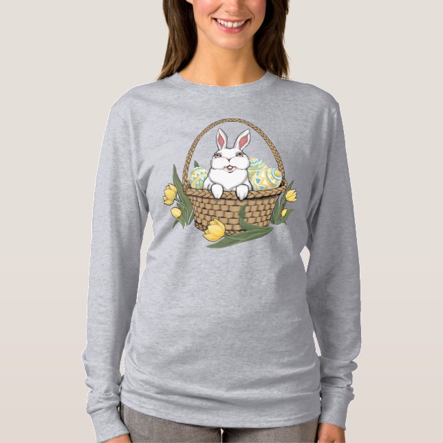 Camiseta Camisas de Pascua Cute Pascua Bunny Shirt Tamaño 1 (Anverso)