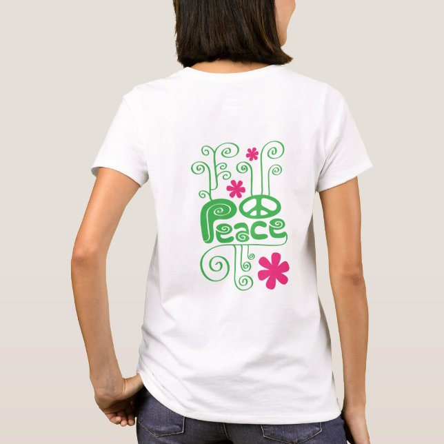 Camiseta Camisas de paz de Swirls verdes (Reverso)