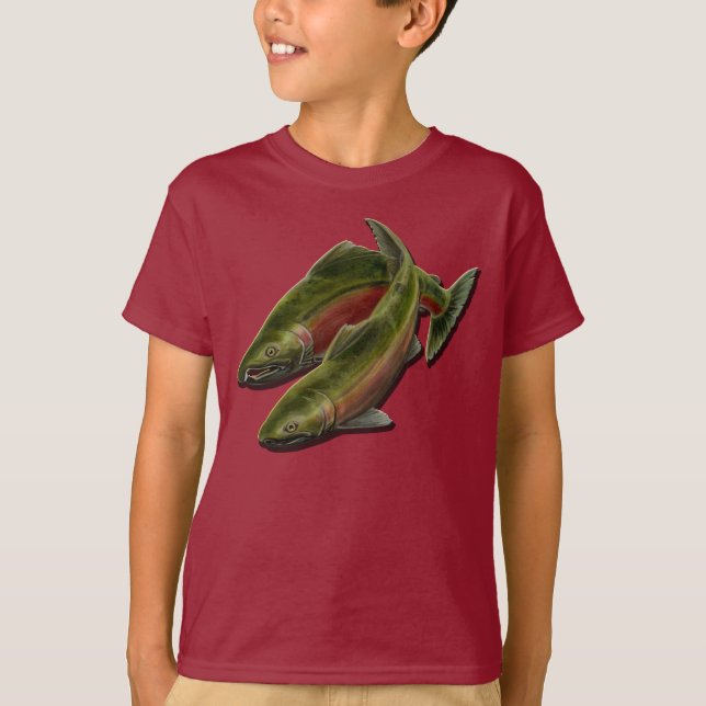 Camiseta Camisas de pesca de niños Camisas de Coho Salmon (Anverso)