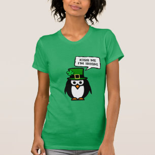 Camiseta Camisas de pingüino Green St Pattys Day para mujer