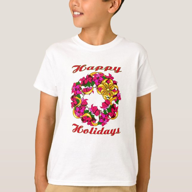 Camiseta Camisas de Poinsettia Wreath (Anverso)