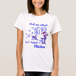 Camiseta Camisas de pollo azules de 3 patas para mujeres