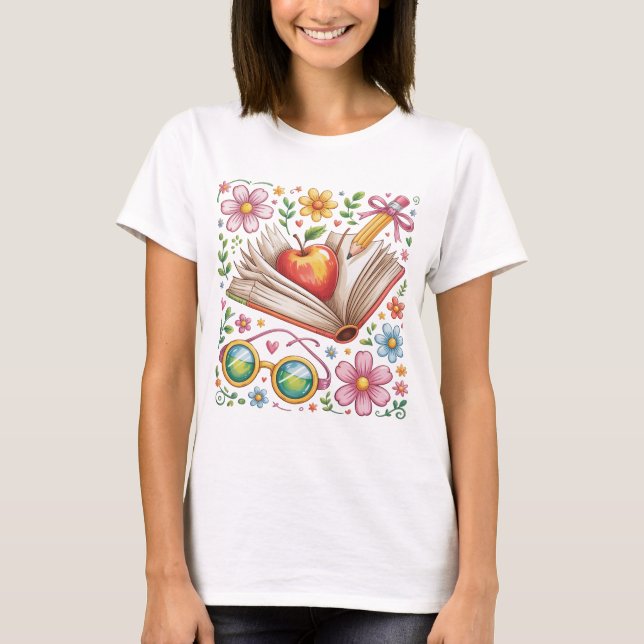 Camiseta Camisas de profesores con flores de Boho | Aprecia (Anverso)