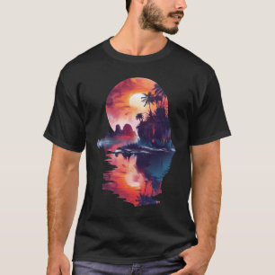 Camiseta Camisas de Reflexión de Árbol de Palma,Tranquilida