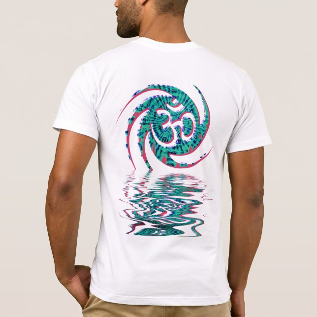 Camiseta Camisas de Rótulo Liquid Aqua Sanskrit OM (Reverso)