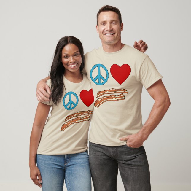 Camiseta Camisas de simbología de Bacon de amor por la paz (Unisexo)