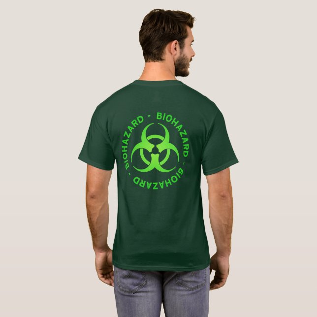 Camiseta Camisas de símbolos de riesgo biológico verde (ret (Reverso completo)