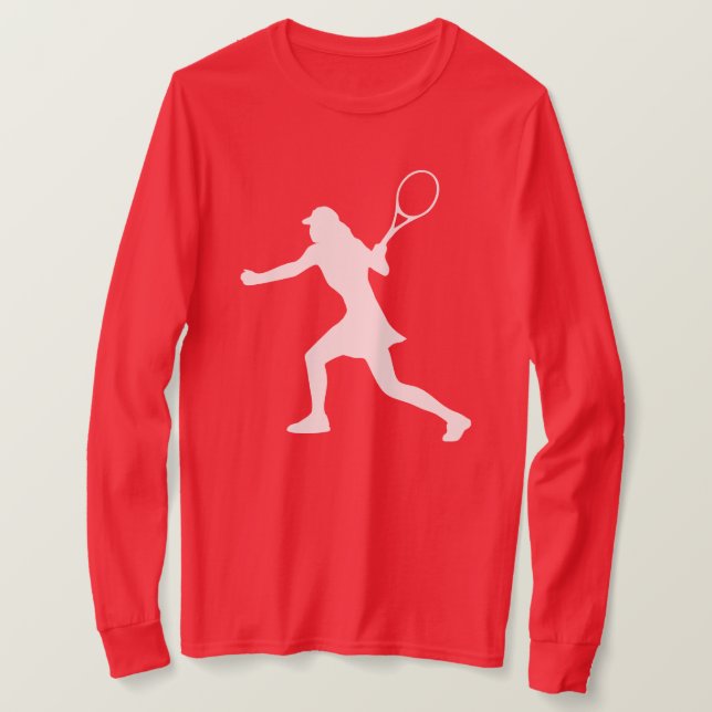 Camiseta Camisas de tenis de manga larga roja para mujeres (Anverso del diseño)