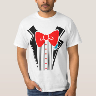 Camiseta Camisas de Tuxedo - Rojo