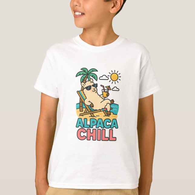 Camiseta Camisas de verano de Cute Beach Tee Alpaca Chill (Anverso)