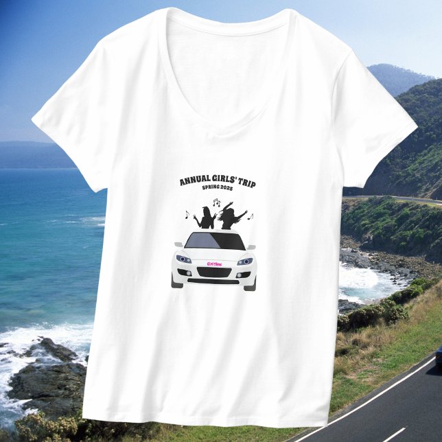Camiseta Camisas de viaje de chicas de cuatriz en blanco y  (Cute annual girls trip T-Shirt Black and White)