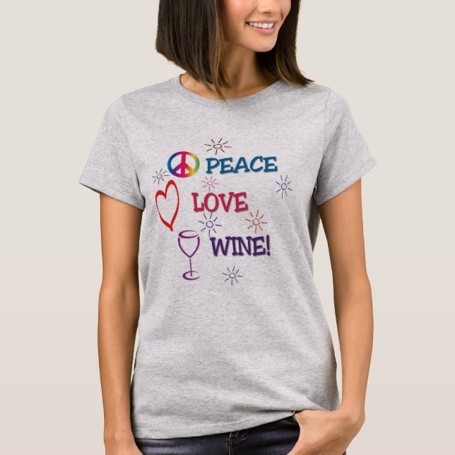 Camiseta Camisas de vino de amor por la paz (Anverso)