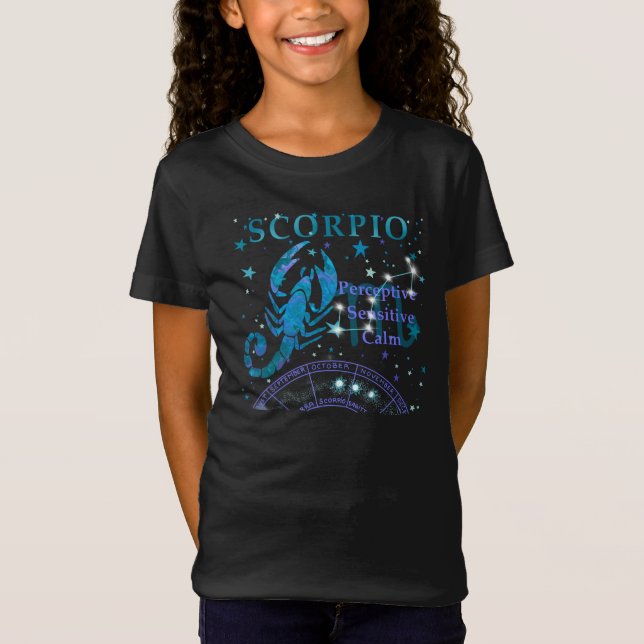 Camiseta Camisas de Zodiac Retro Escorpio para Niños (Anverso)
