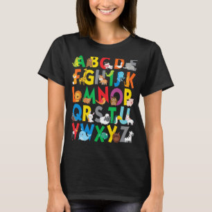 Camiseta Camisas de Zoo Animal Alphabet ABCs Aprendiendo pa