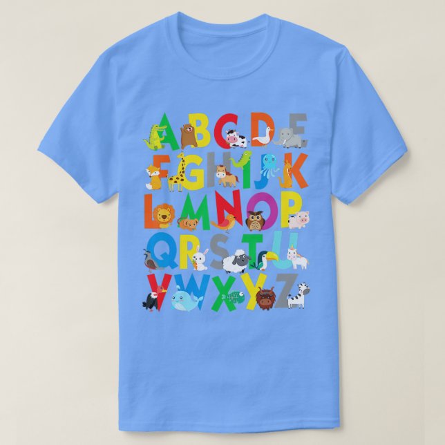 Camiseta Camisas de Zoo Animal Alphabet ABCs Aprendiendo pa (Diseño del anverso)