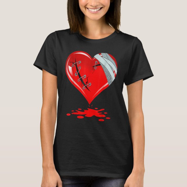 Camiseta Camisas del corazón rotas de negro Hombres Mujeres (Anverso)