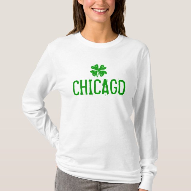 Camiseta Camisas del Día de Chicago St Patricks con shamroc (Anverso)