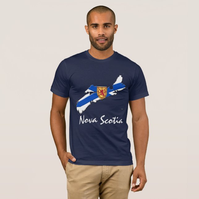 Camiseta Camisas del mapa de Nueva Escocia azul (Anverso completo)