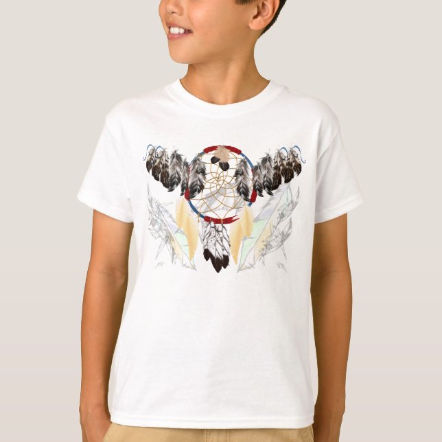 Camiseta Camisas Dream Catcher y Feathers (ancha) (Anverso)