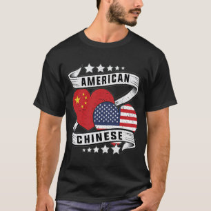 Camiseta Camisas estadounidense y china mitad estadounidens
