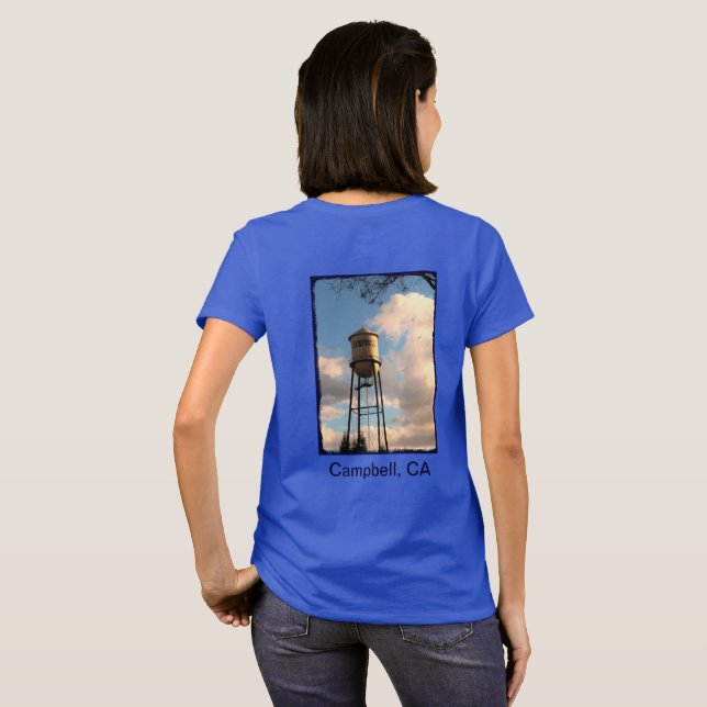 Camiseta Camisas femeninas de Campbell CA Water Tower (Reverso completo)