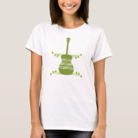 Camisas femeninas de guitarra retro, verde oliva