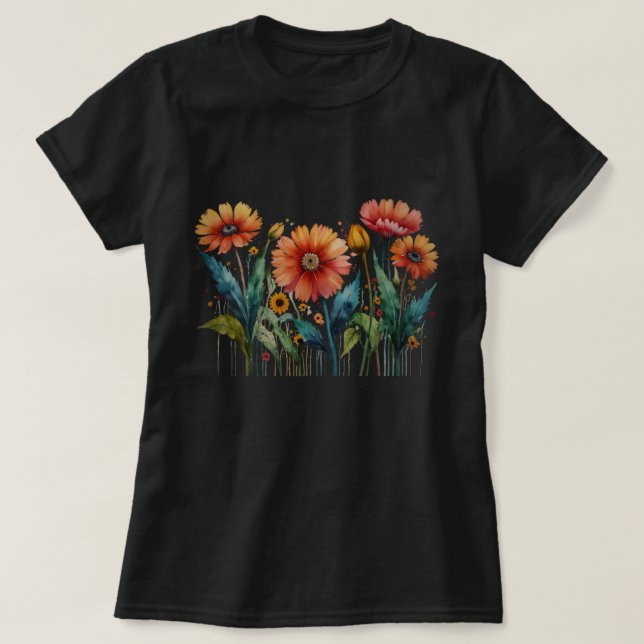 Camiseta Camisas Florales De Moda, Diseño Para Las Mujeres  (Diseño del anverso)