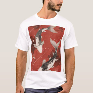 Camiseta Camisas gráficas Minimalistas rojas y blancas abst