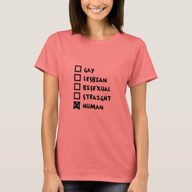 Camiseta Camisas humanas rectas de la lesbiana gay bisexual (Anverso)