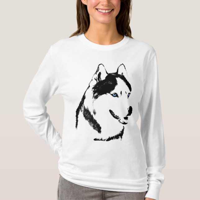 Camiseta Camisas Husky Camisas de Perro con manga larga par (Anverso)