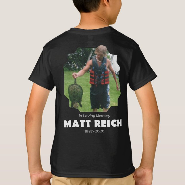Camiseta Camisas infantiles memorial de Matt Reich (Reverso)