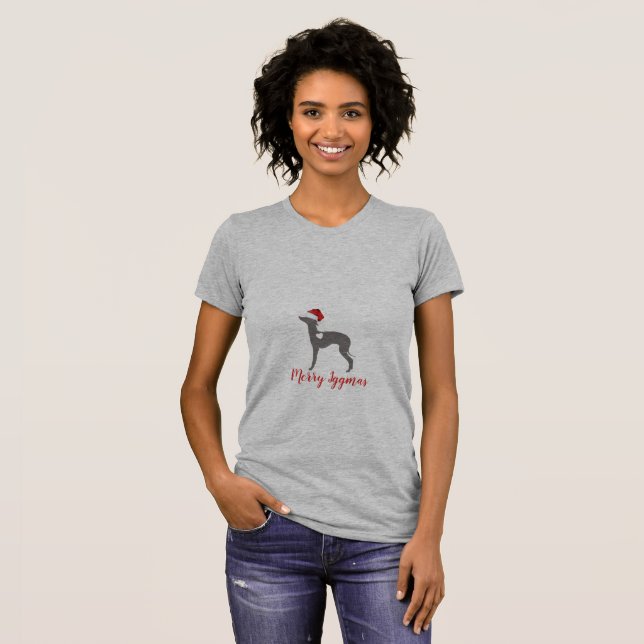 Camiseta Camisas italianas Greyhound Merry Iggmas.Camiseta (Anverso completo)
