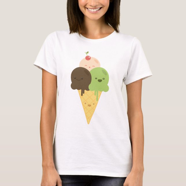 Camiseta Camisas Kawaii Ice Cream Cono (Anverso)